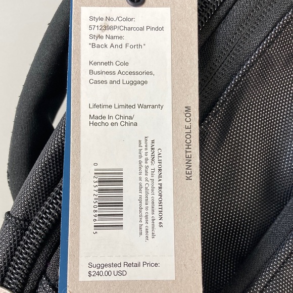 NEW Kenneth Cole RFID Business Travel Commuter Backpack - Picture 10 of 13